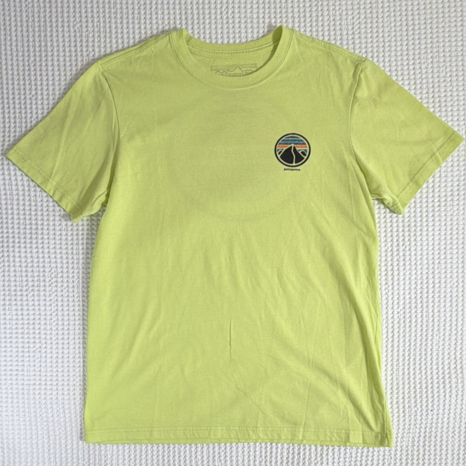 Patagonia Men’s Green Graphic Logo Crew Neck Short Sleeve Cotton/Poly Knit M