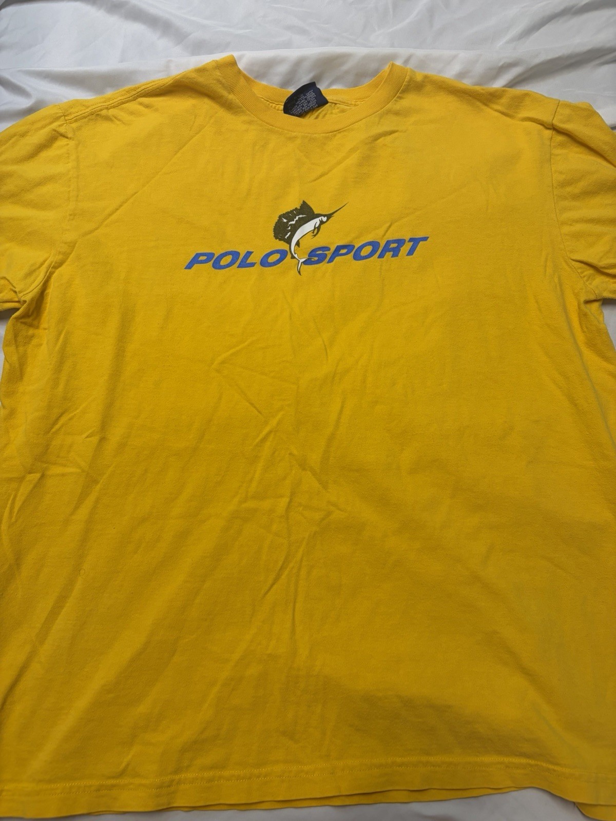 Vintage 90’s Polo Sport Marlin Yellow Cotton L Tee Shirt Medium