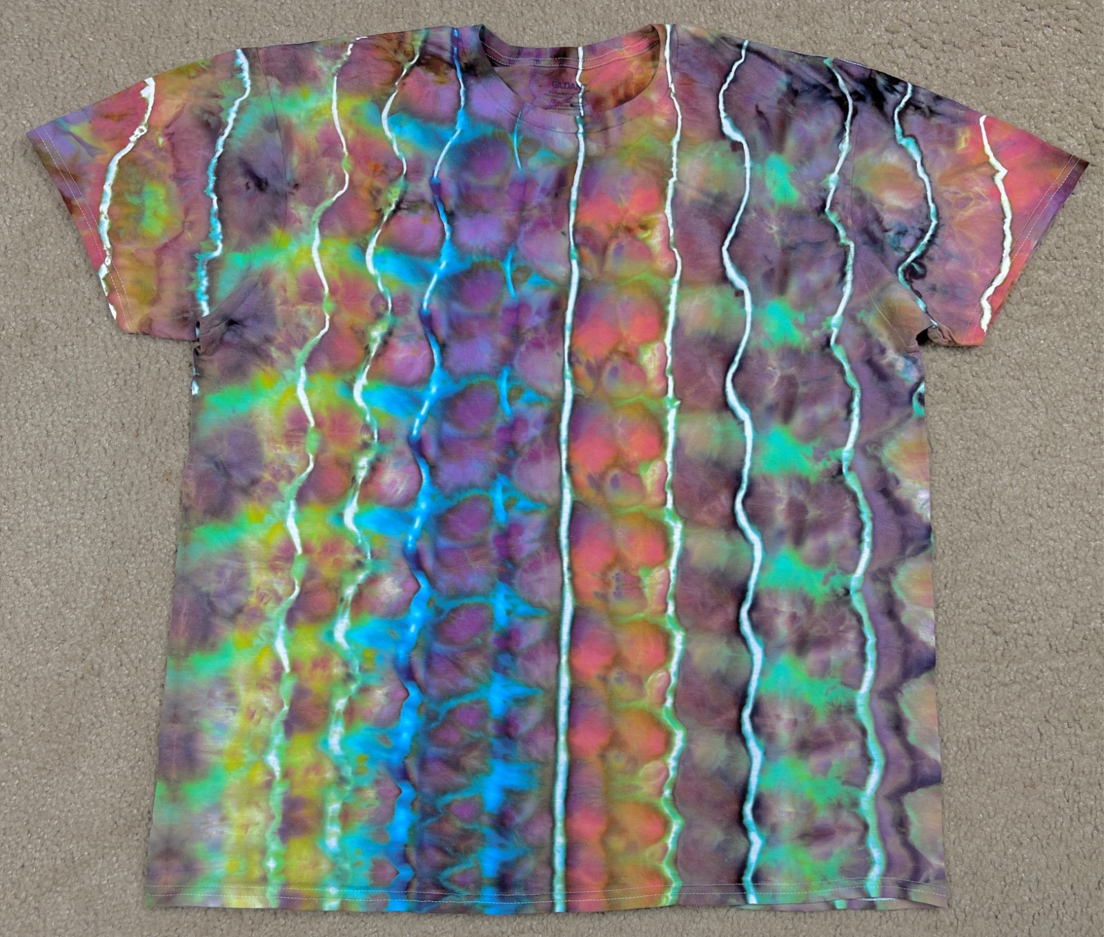 Handmade Ice Tie Dye T-Shirt XL Mens Womens Soft Cotton Blue Red Rolled gallery