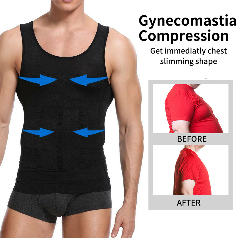 Gynecomastia Moobs Compression Vest Shirts Men Tank Top Slimming Body Shaper US gallery