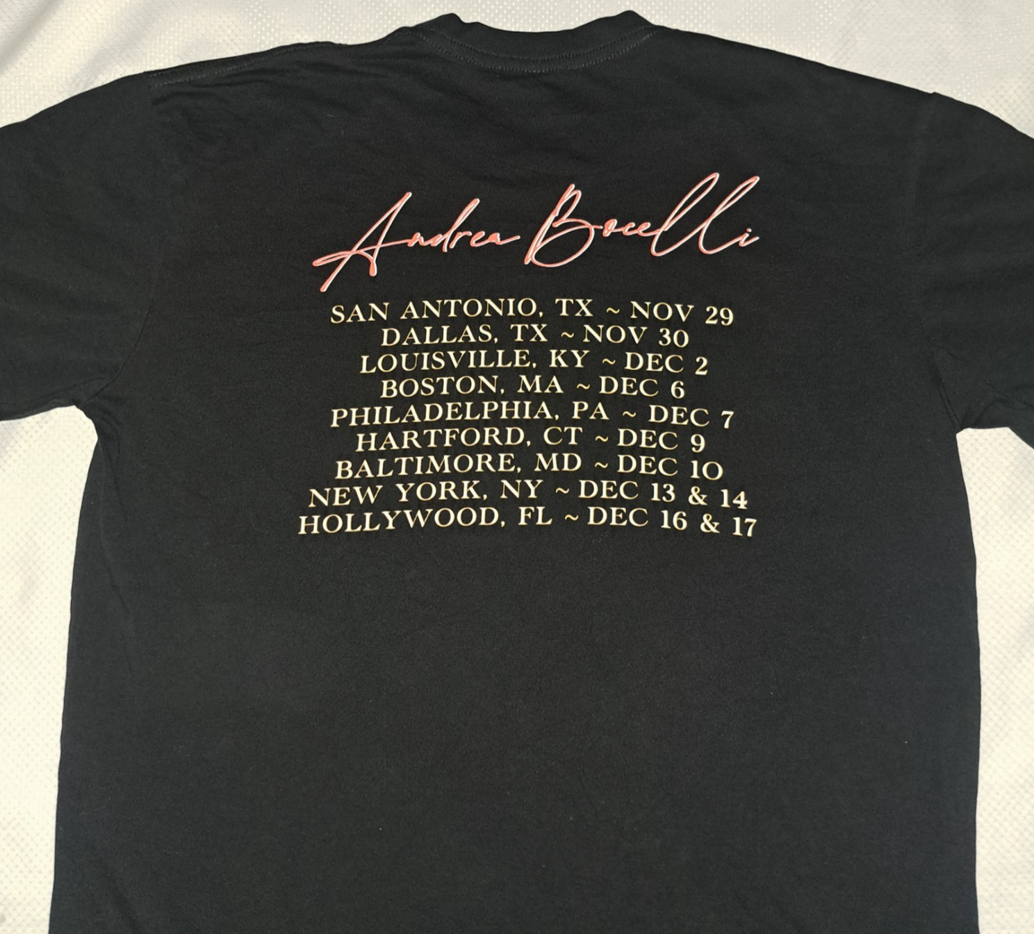 Andrea Bocelli Winter Tour 2023 USA T Shirt Size L gallery