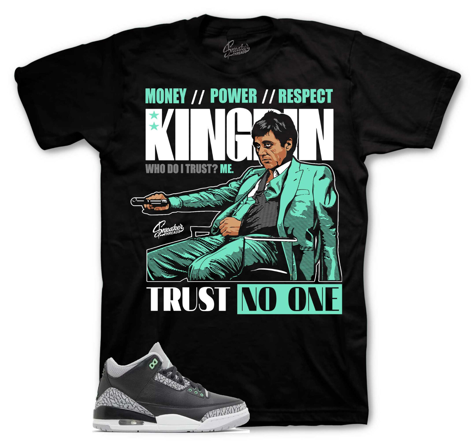 Sneaker Tees To Match Jordan 3 Green Glow Shoes – Trust issues Shirt