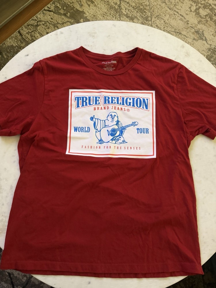 True Religion Budda World Tour Tee Men’s 3XL Short Sleeve Red Pullover Shirt