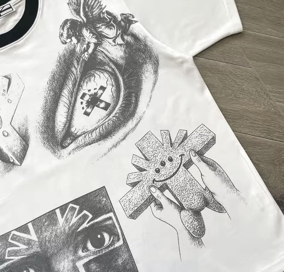 Vertabrae Mixed Feelings Tee White Men's Round Neck Cotton Short Sleeve T-shirts gallery