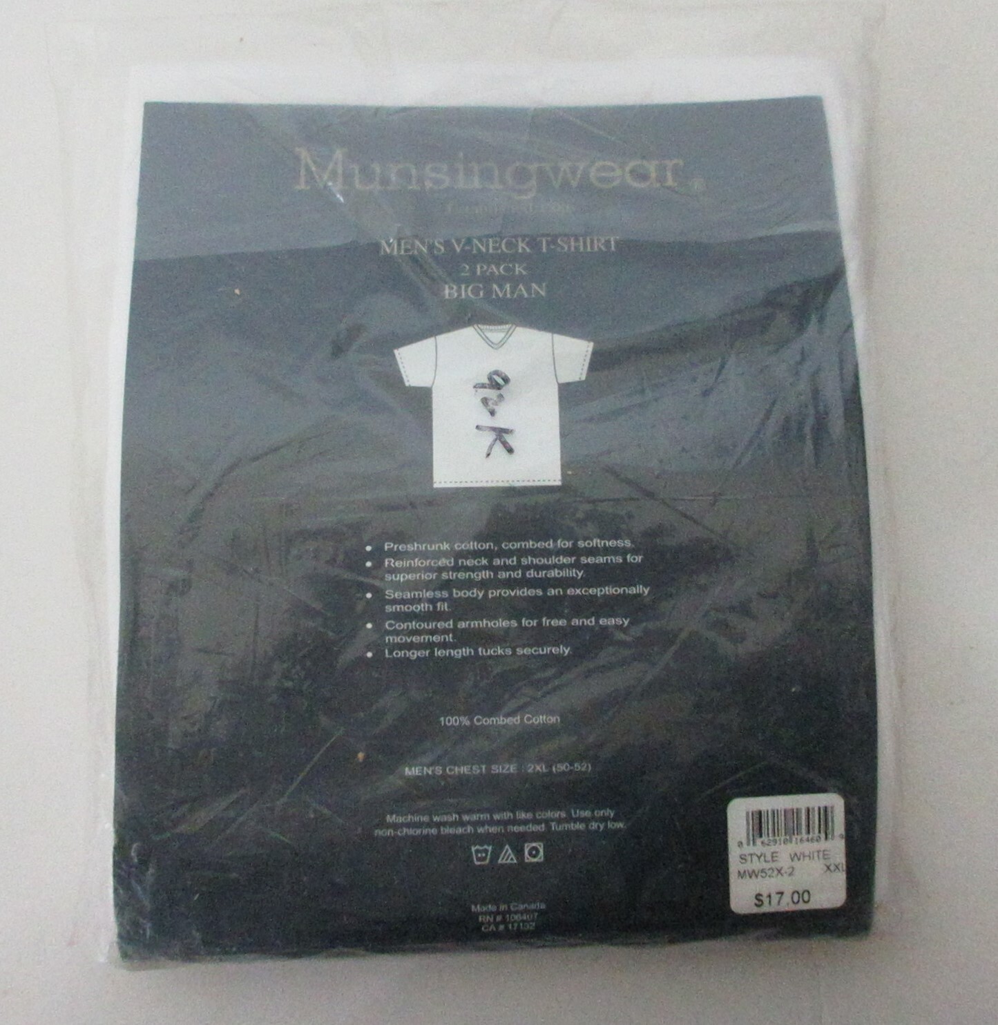 Munsingwear Men's V Neck T Shirt Pack of 2 Pack 2XL 100% Combed Cotton New gallery