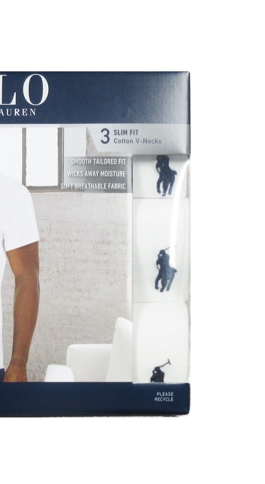 Polo Ralph Lauren Men's White Slim Fit V-Neck 3 Pack T-Shirts gallery