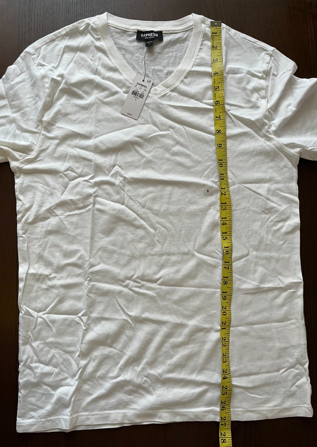 Express Men's White Cotton Basic T Shirt V- Neck Short Sleeve Size S ST30 gallery