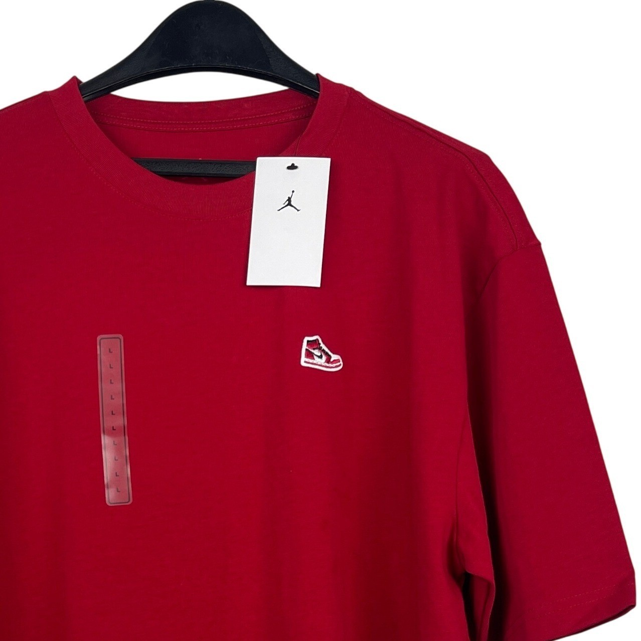 NEW Jordan AJ1 Sneaker Patch Mens L Cotton Short Sleeve T Shirt Red gallery