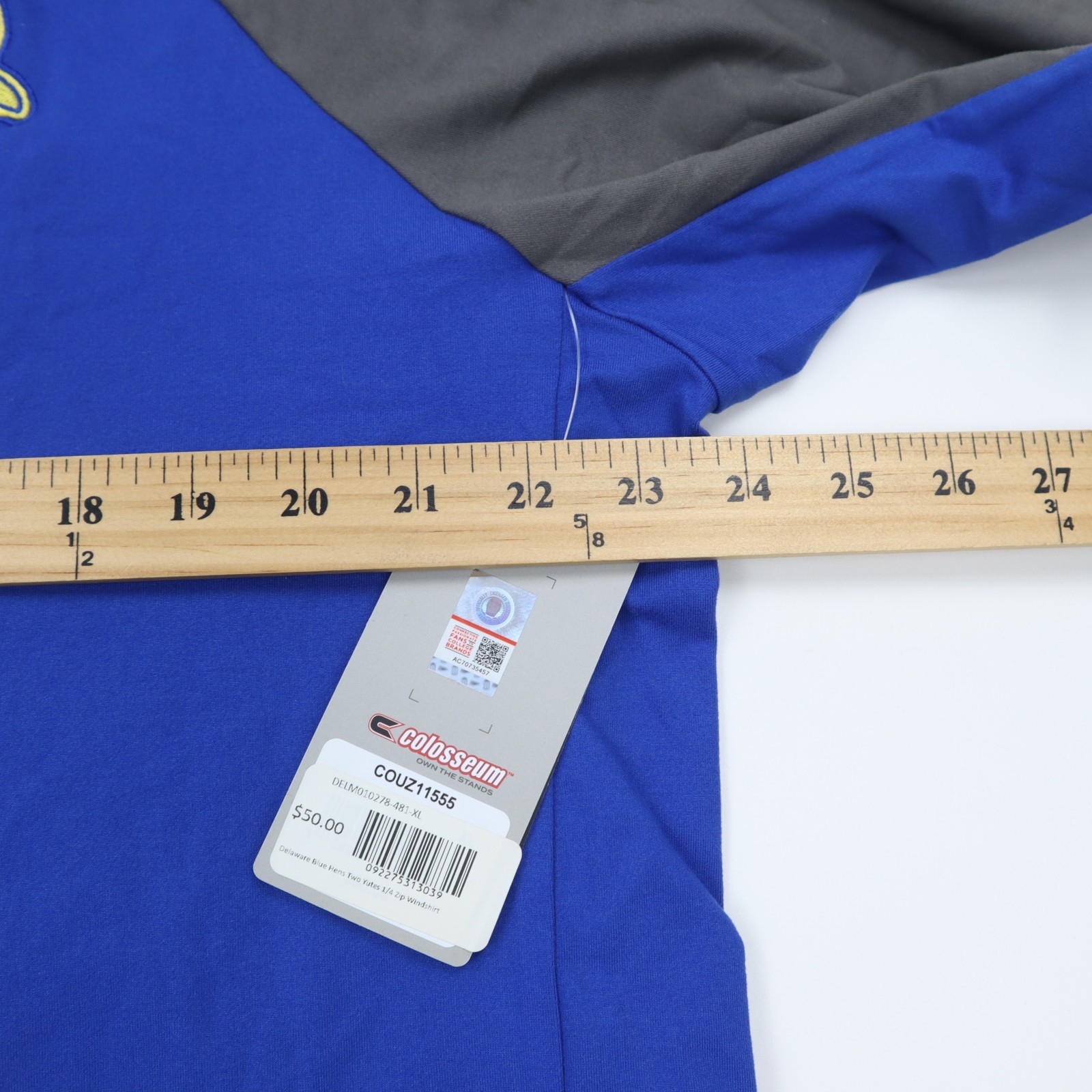 Delaware Blue Hens Colosseum 1/4 Zip Windshirt Pullover Mens XL Blue NWT gallery
