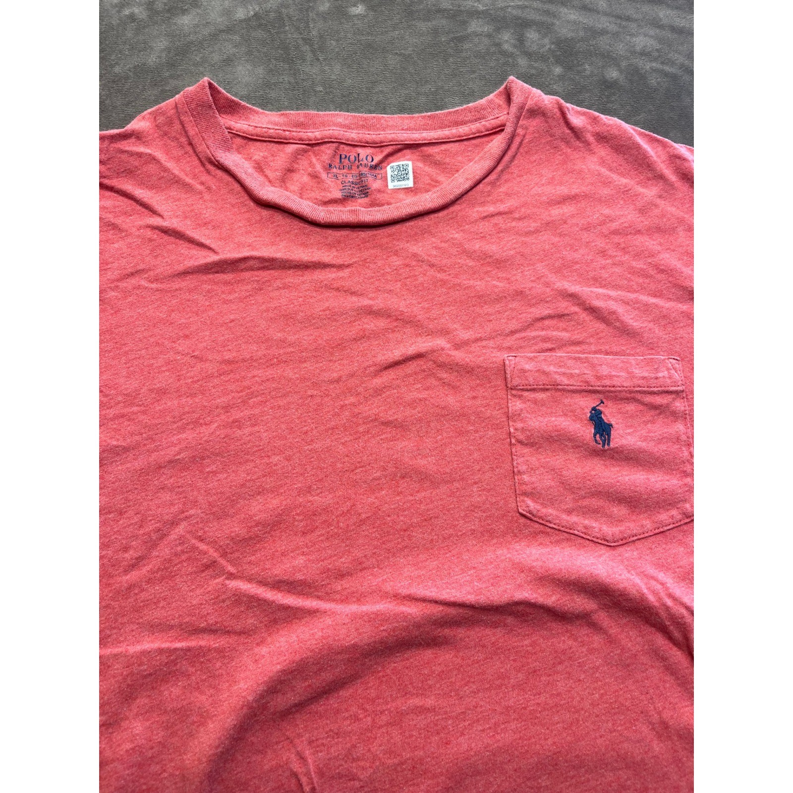 Polo Ralph Lauren Mens XL Classic Fit Pocket T-Shirt Heather Red Coral Navy Pony gallery