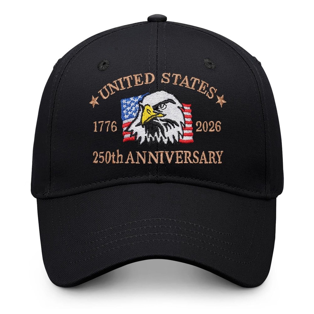 250th Anniversary USA Hat Embroidered American Flag Classic Patriotic Basebal…