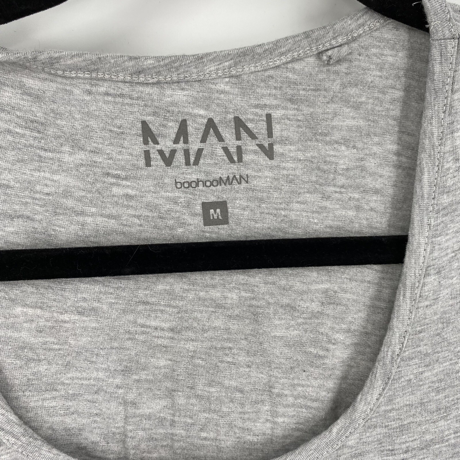 Man BooHoo Men Men’s Scoop Neck Gray Sleeveless Shirt size M gallery