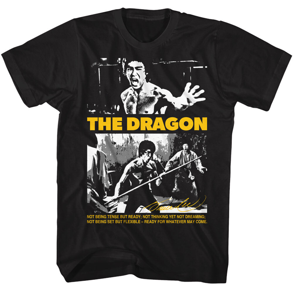 Bruce Lee Mens T-Shirt Ready For Whatever Fung Gu New Black Cotton SM – 5XL