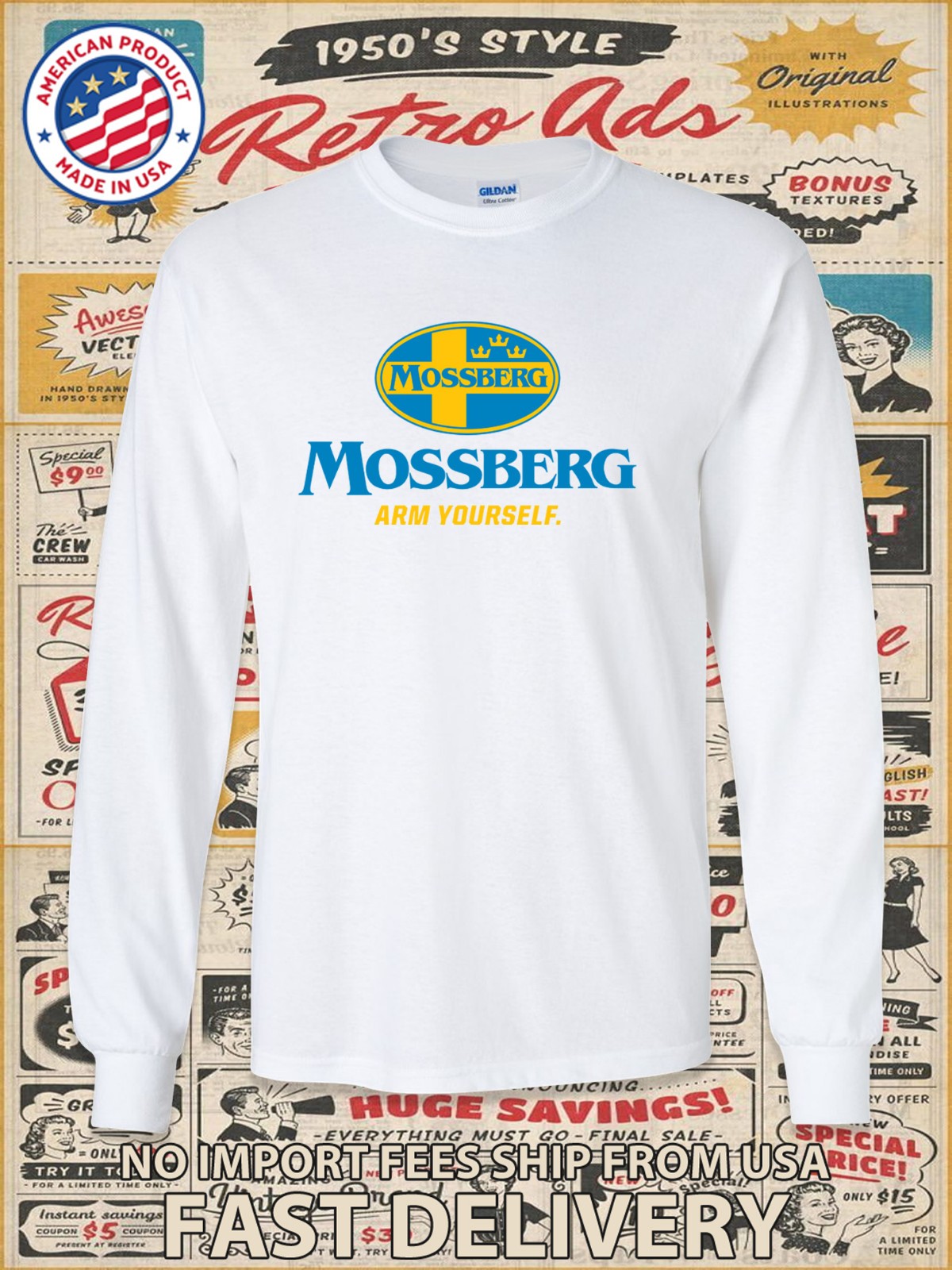 New Mossberg Arm Yourself Logo Men's Long Slevee T-Shirt American T-Shirt gallery