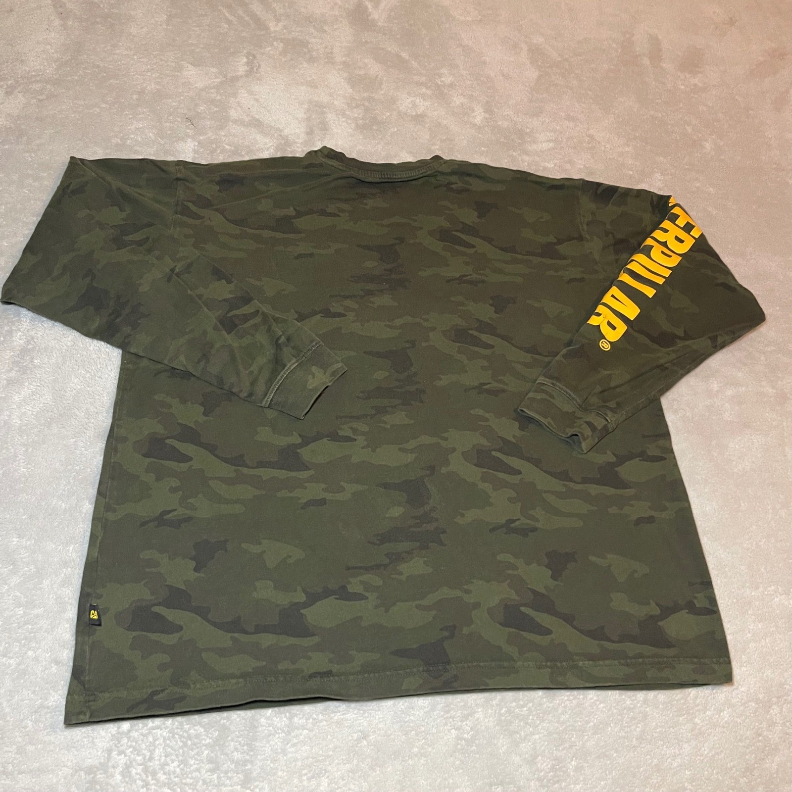 Caterpillar CAT Mens Camo Long Sleeve T-Shirt Green Camouflage Logo Size Large gallery