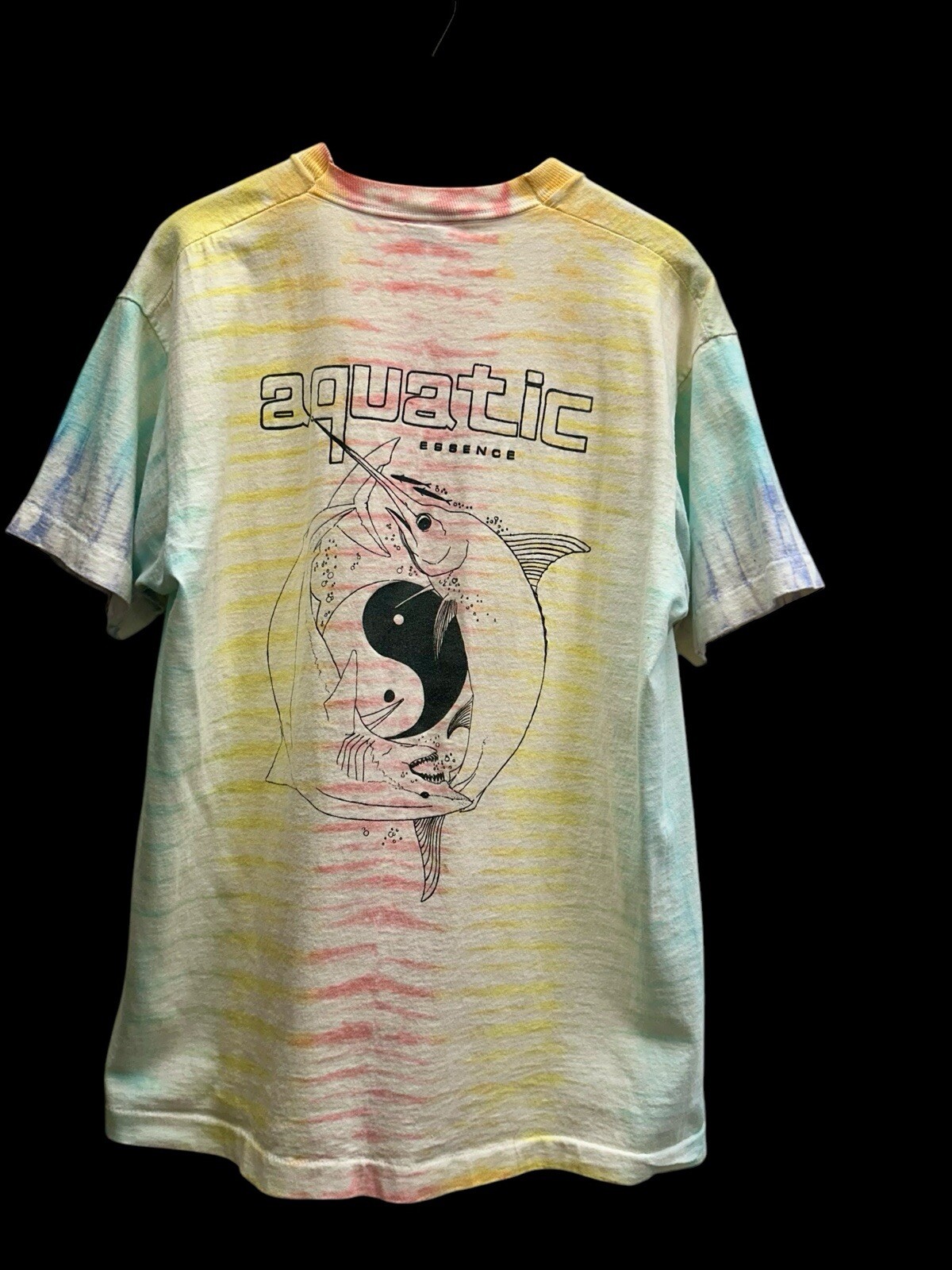 Aquatic Essence Tie Dye T-Shirt Shark Sword Fish Ying Yang Size Large gallery
