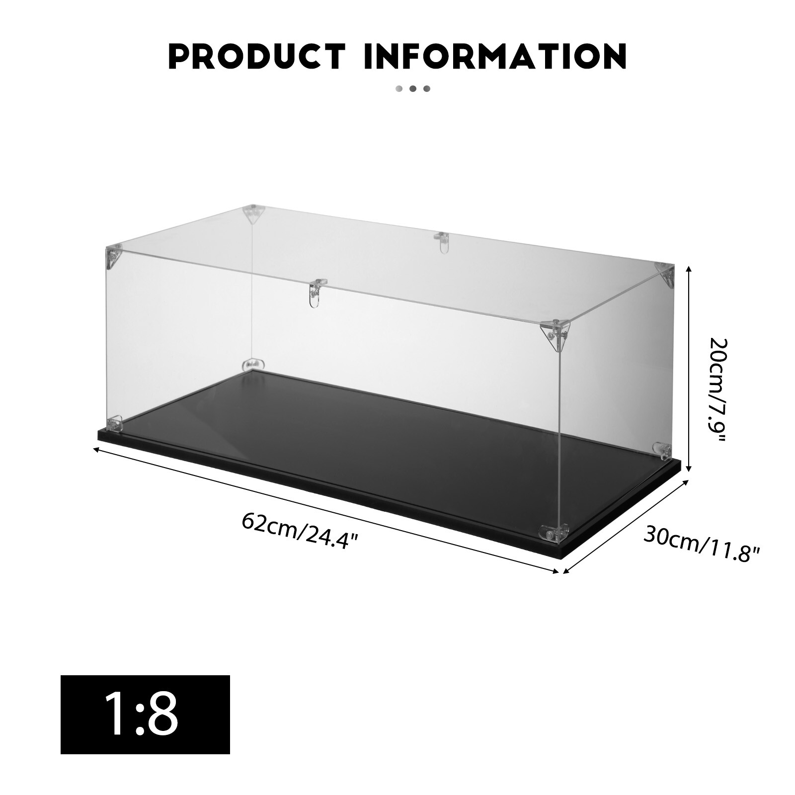 Clear Acrylic Display Case Show Case Box for Technic Model Car 1:8 1:10 Dispaly