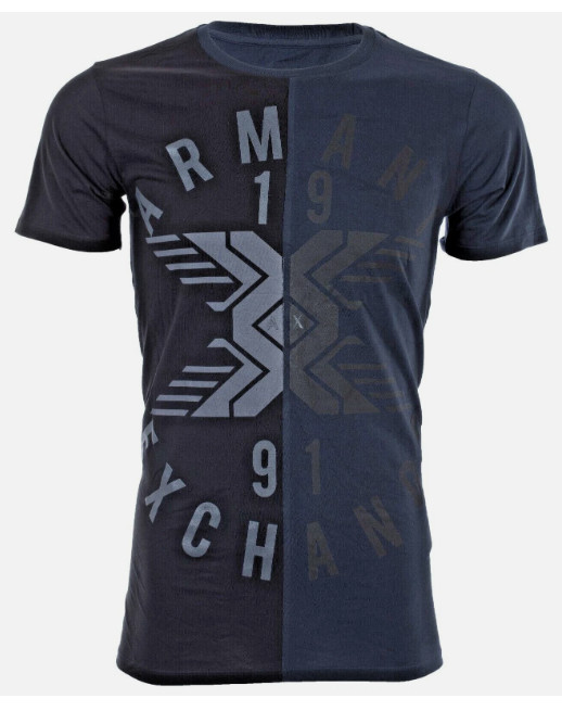 ARMANI EXCHANGE Navy Black SPLIT UP Short Sleeve Slim Fit Designer T-shirt NWT gallery