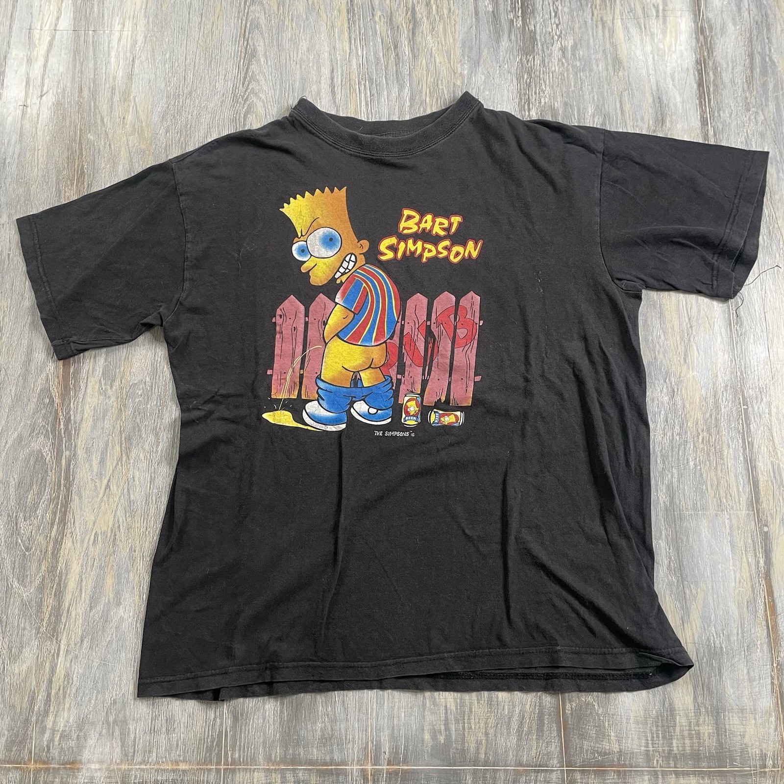 Vintage Bart Simpson Peeing Shirt Mens Size XL Black Pub T-Shirt The Simpsons gallery