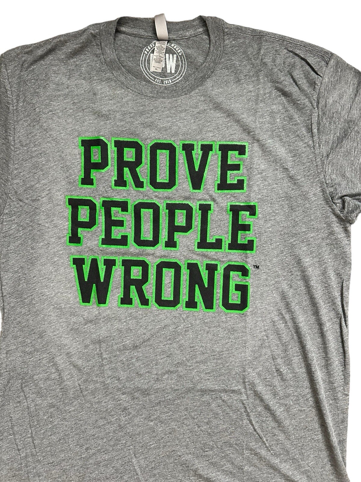 Prove People Wrong PPW Motivational Gym Workout Grey Shirt Size XL gallery