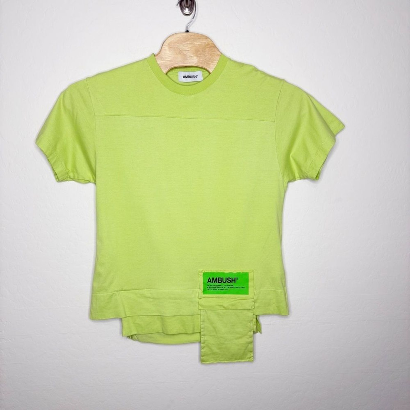 Ambush Neon Green Utility Waist Pocket T Shirt Small AW19 Japan gallery