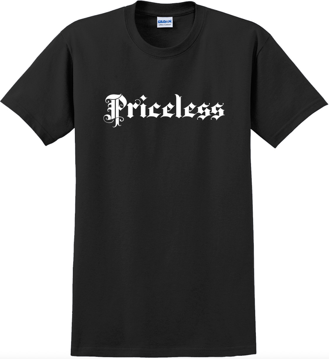 Priceless T-Shirt Short Sleeve Graphic Tee Unisex apparel Text logo design gallery
