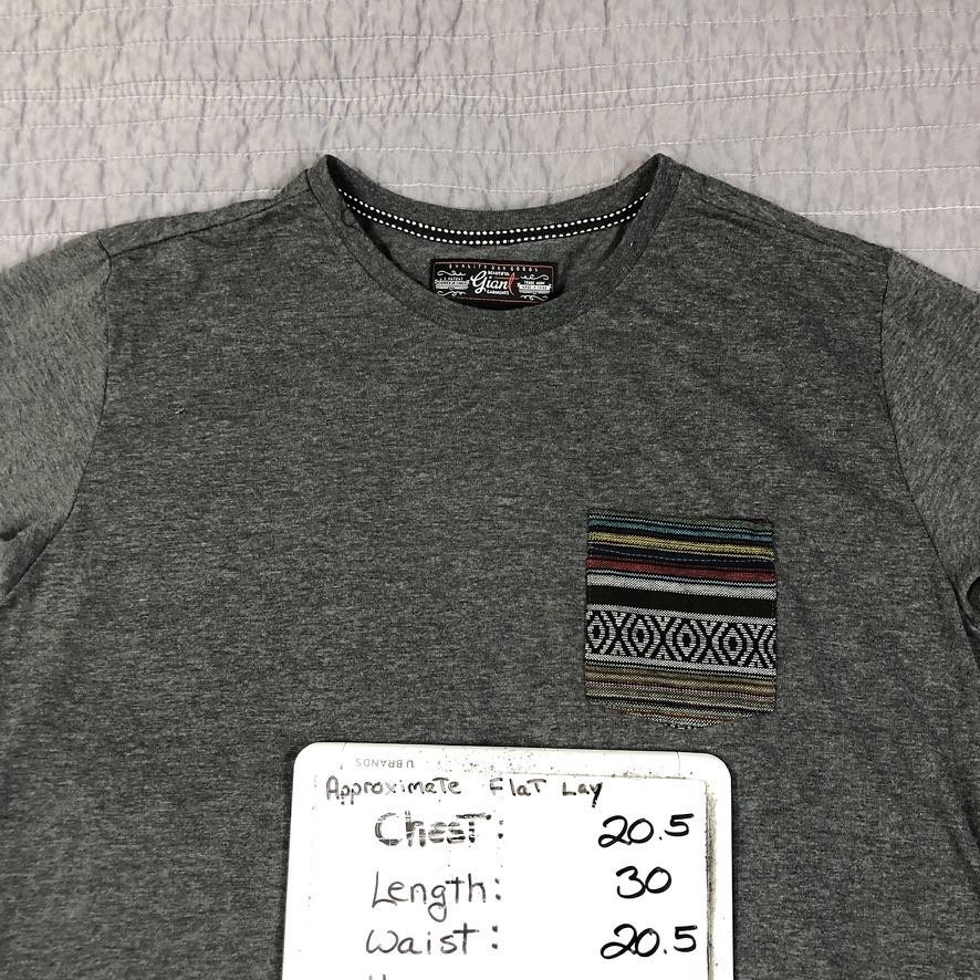 Beautiful Giant Shirt Men Large Gray Tribal Pocket Tee Heather Aztec Crewneck gallery