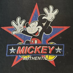Vintage DISNEY Mickey Mouse Authentic Star T Shirt 90s Black OSFA Faded USA