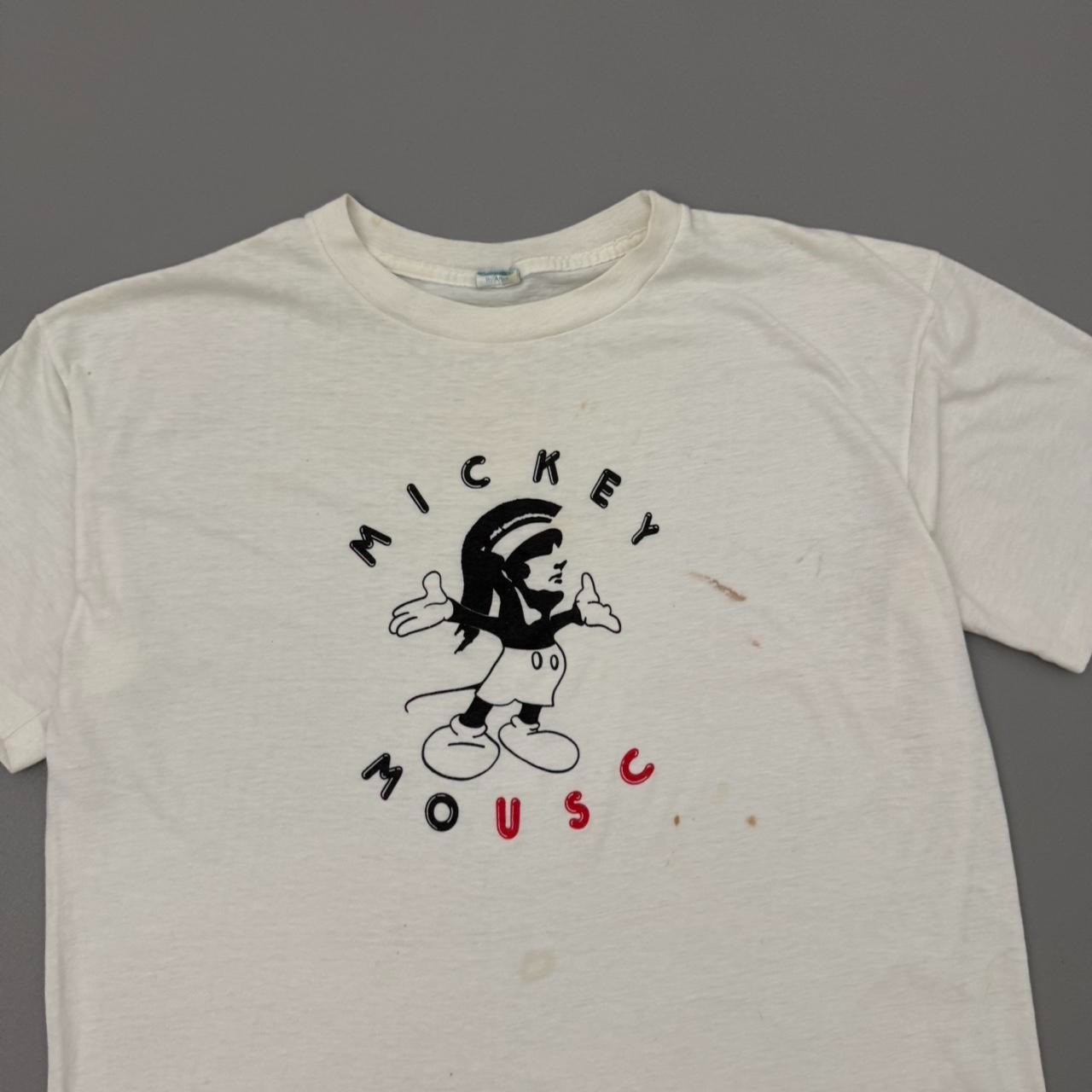 Vintage 80s Mickey Mouse Usc Shirt White Polycotton Single Stitch True Large gallery