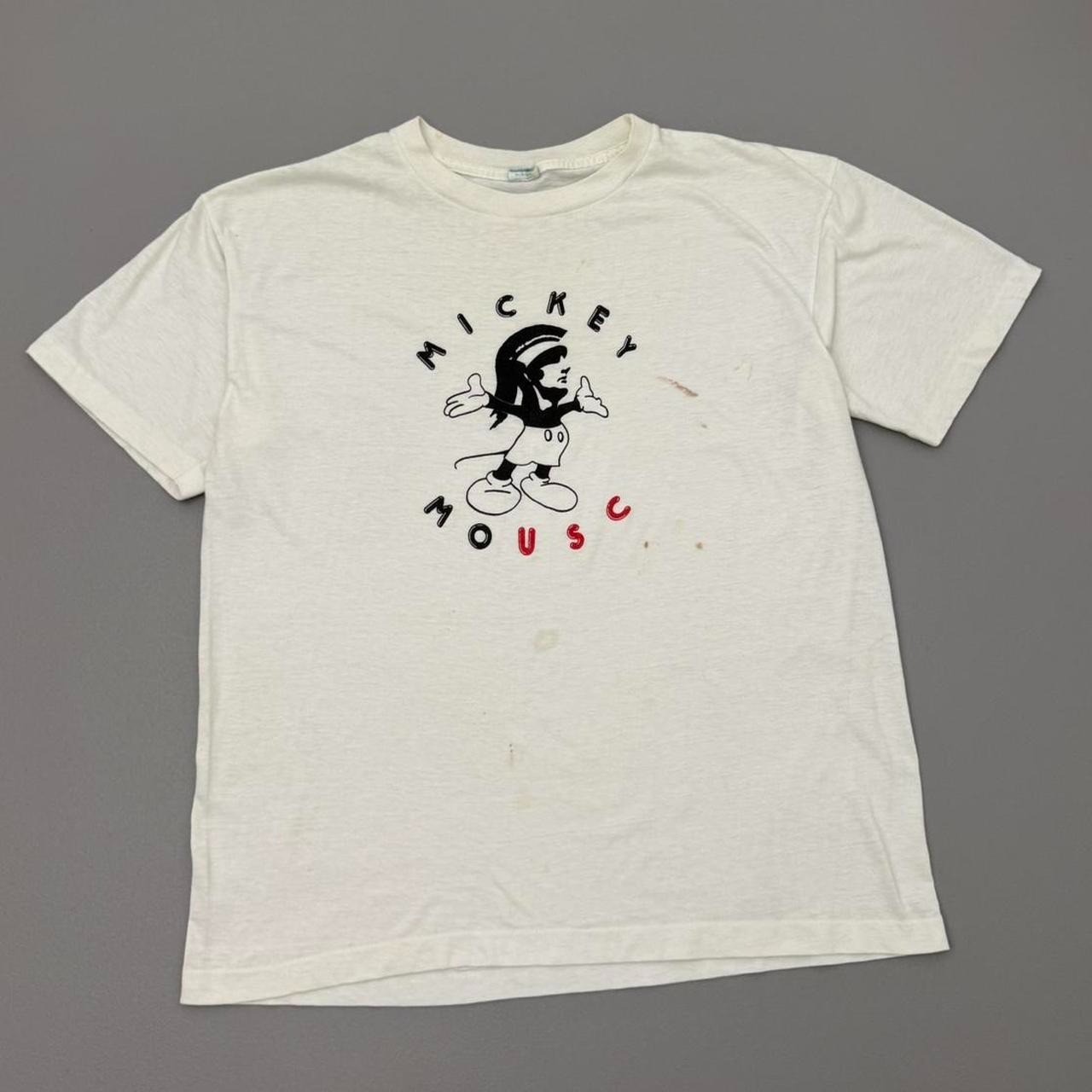 Vintage 80s Mickey Mouse Usc Shirt White Polycotton Single Stitch True Large gallery