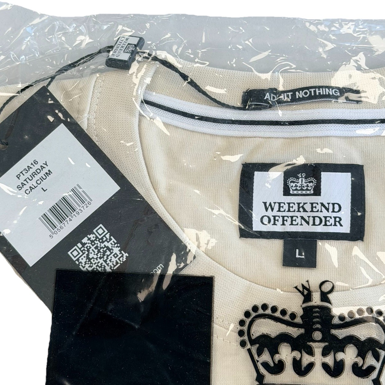 Weekend Offender Saturday Graphic T-shirt Bone White Mens Size UK Large gallery