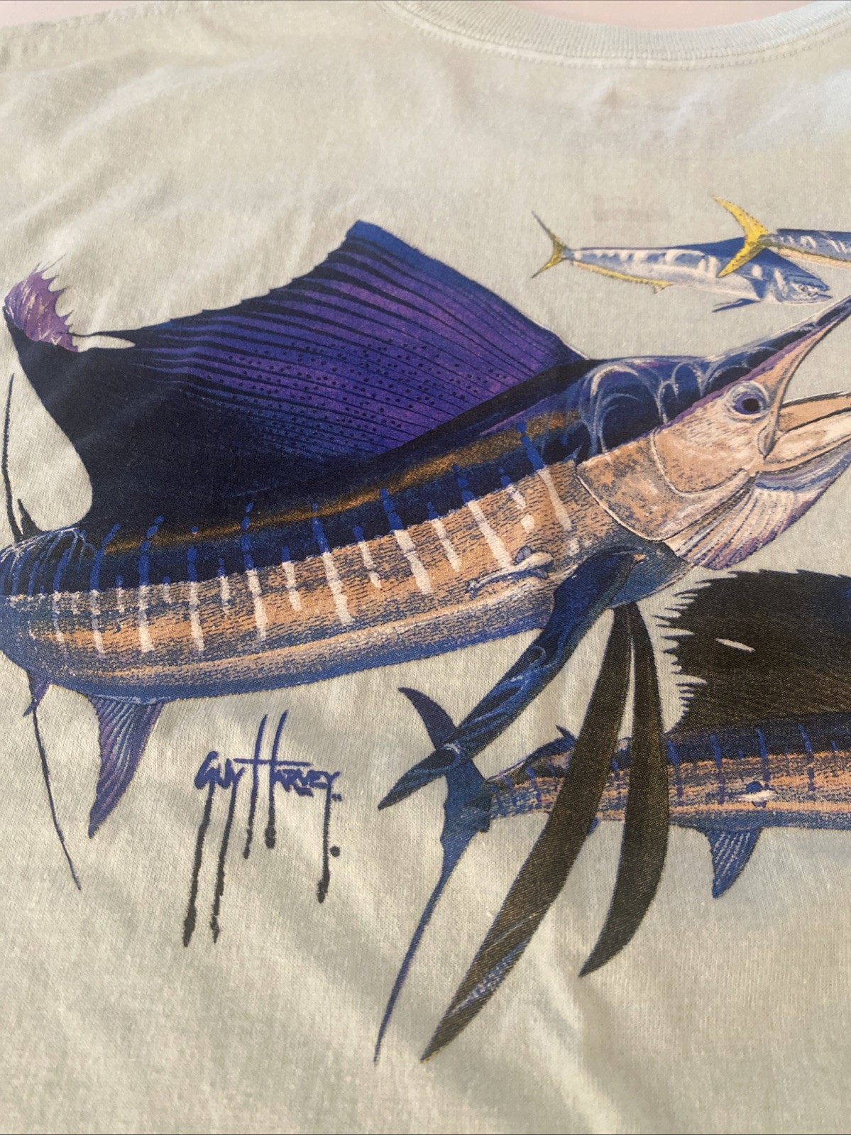 Guy Harvey Swordfish T-Shirt Men’s XL Lt Bl Fishing Short Sleeve Boating