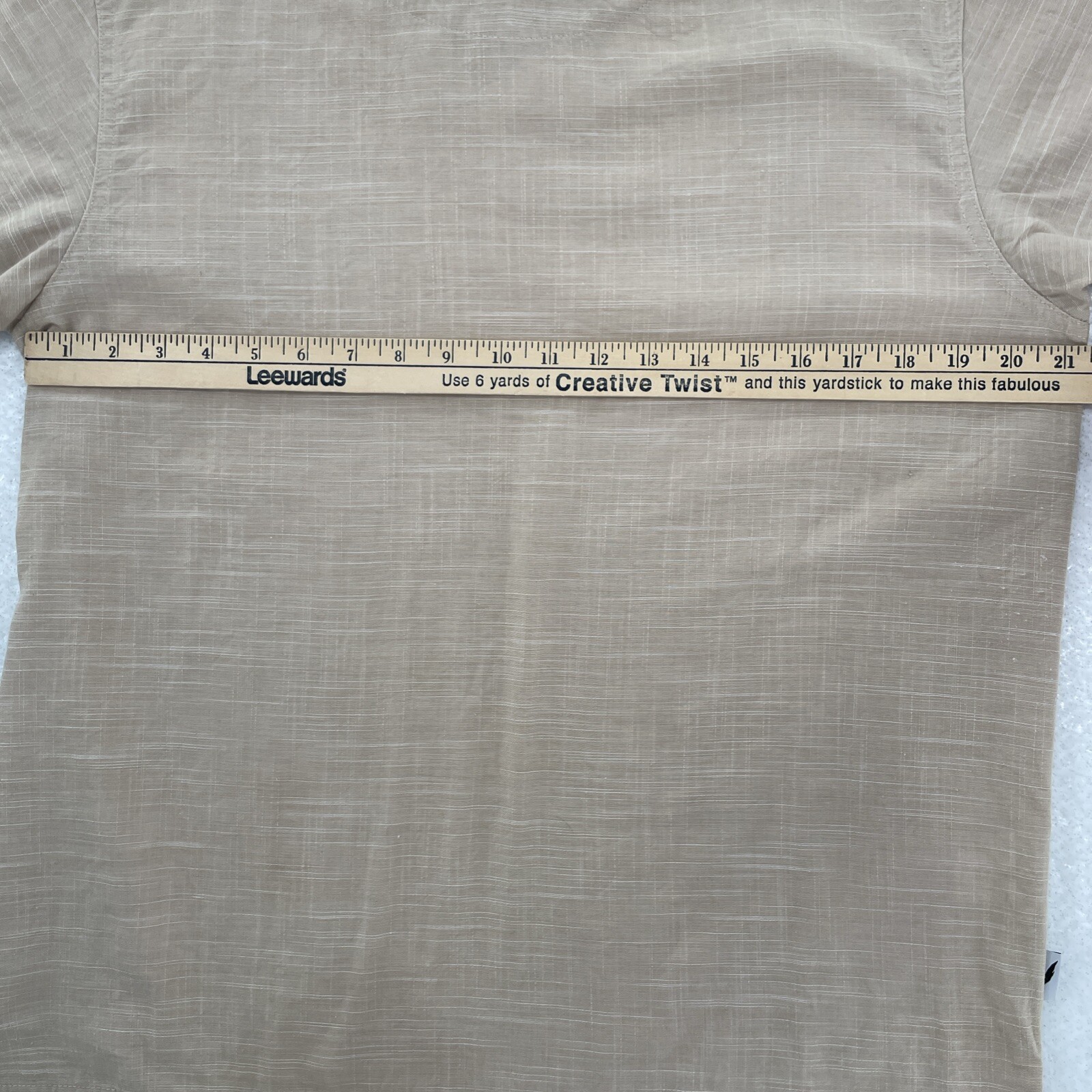 Publish Brand Shirt Mens M Woven Scoop Neck Beige Tan Short Sleeve Snaps Solid gallery