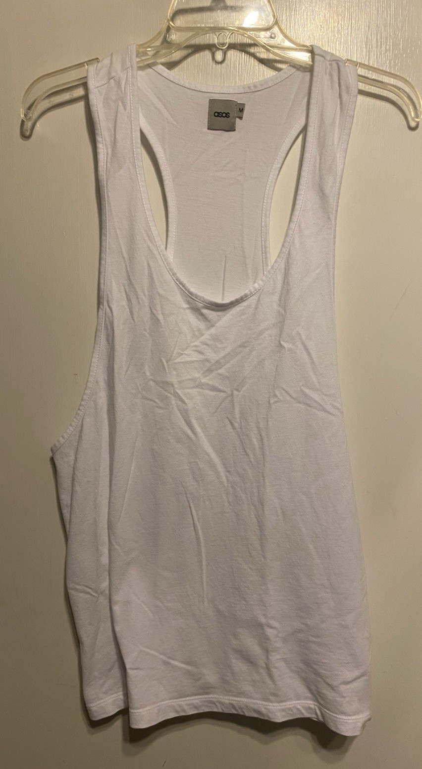 ASOS Men's Racerback tank top deep cut arm openings White Size Medium NWOT gallery