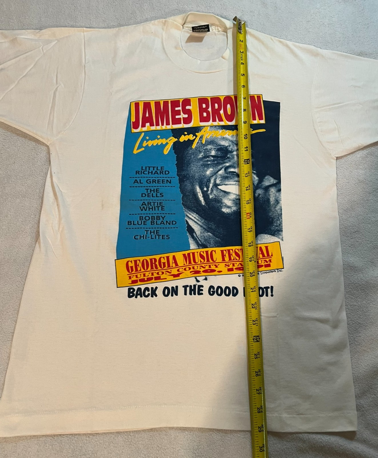 Vintage 1991 James Brown Living In America Tour Shirt Mens L White Short Sleeve gallery