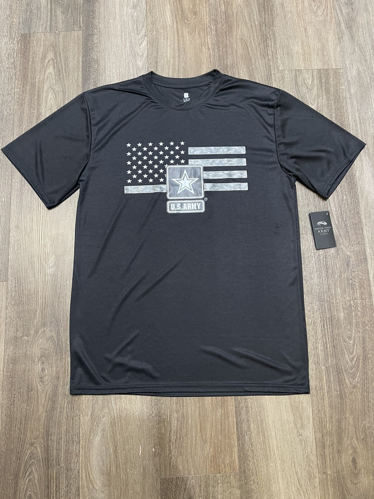US Army Large Flag Logo Black Performance T-Shirt Military Official Licensed New gallery