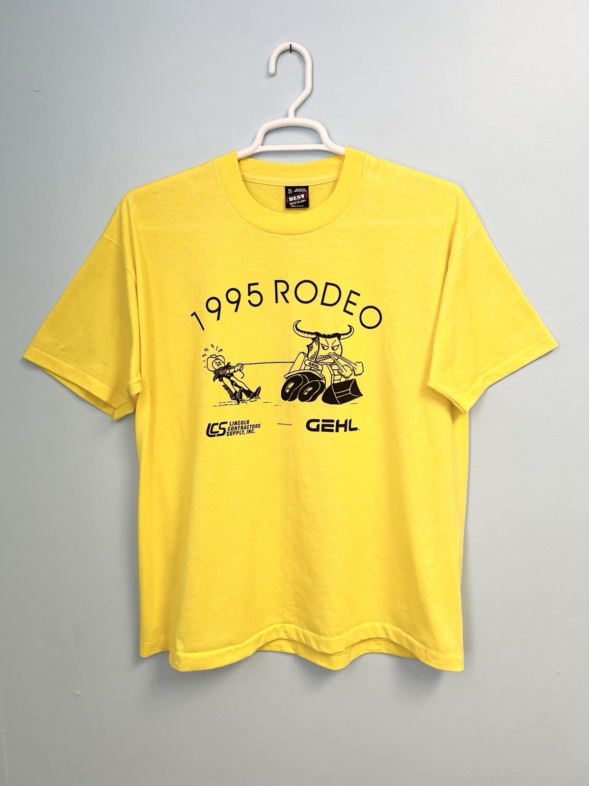 Vintage 90s Rodeo T-Shirt Yellow XL Fruit of the Loom Best USA Made Bull gallery