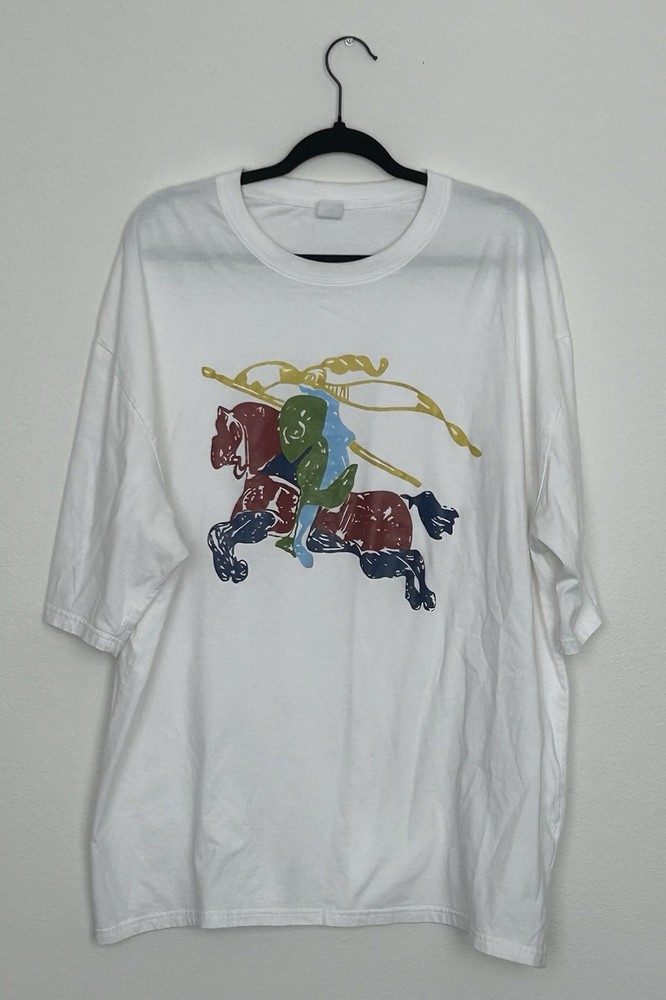 3XL White Graphic Knight Medieval Equestrian Print T-Shirt Men’s Streetwear Tee