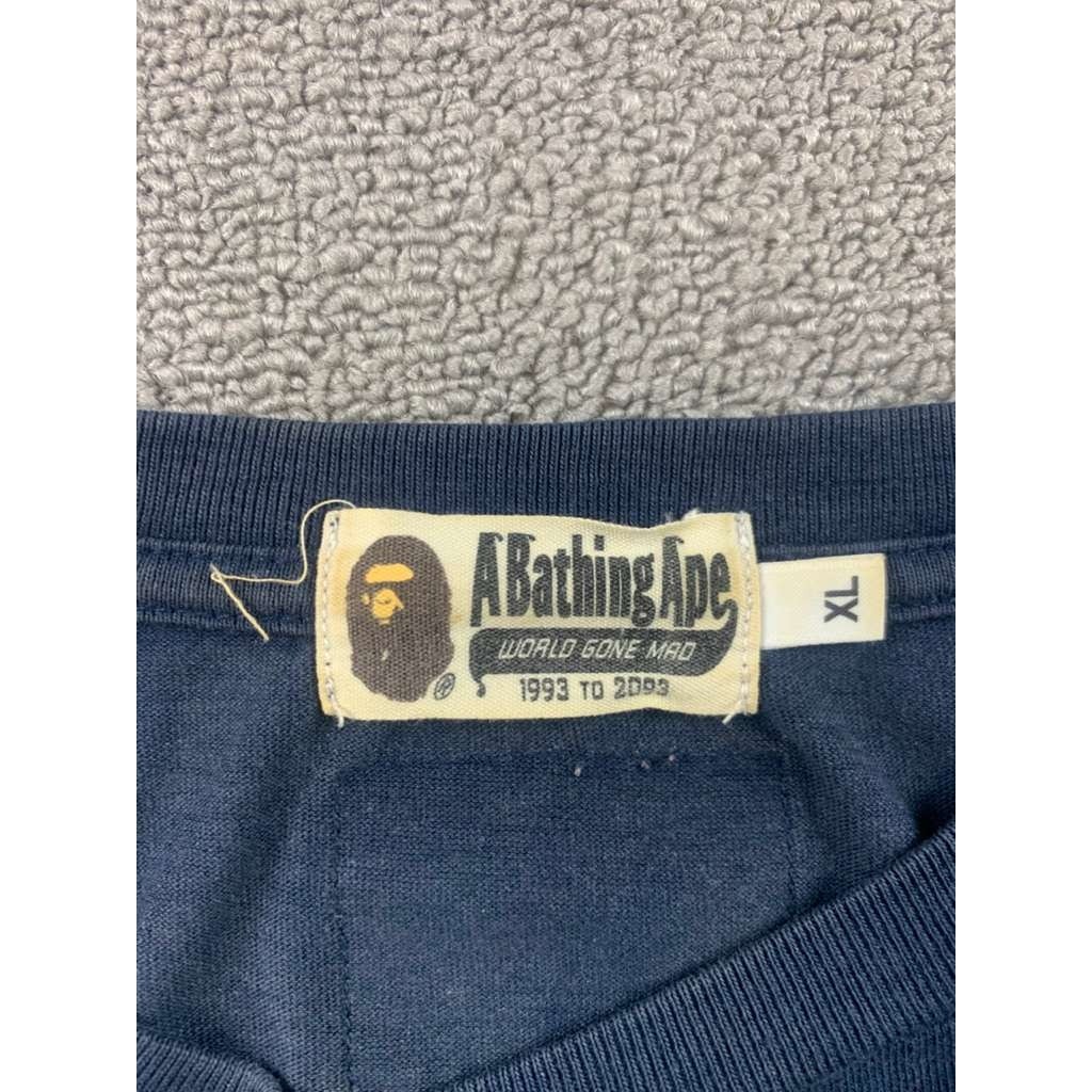 A Bathing Ape Long Sleeve T Shirt Men XL Navy Chest Logo Patch Tag Streetwear gallery