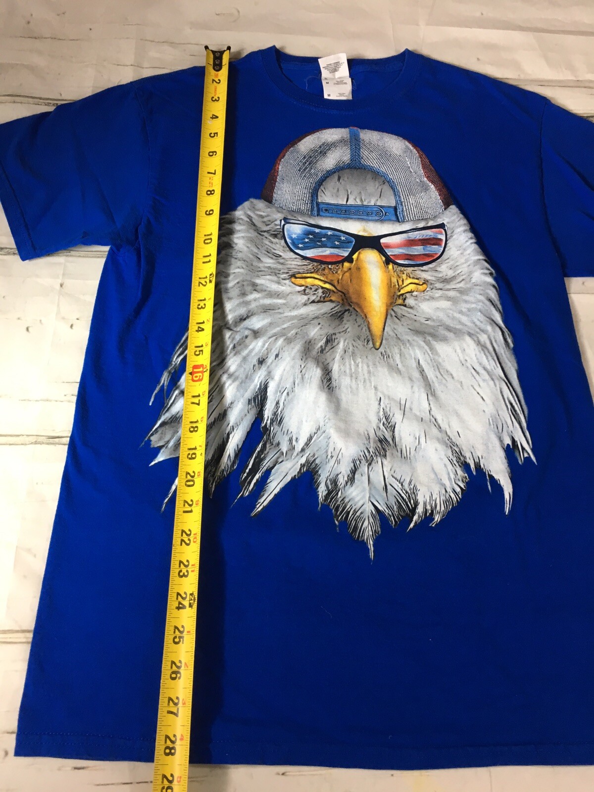 Bald Eagle Trucker Hat Sunglasses Red White Blue America USA T Shirt Sz M EUC gallery