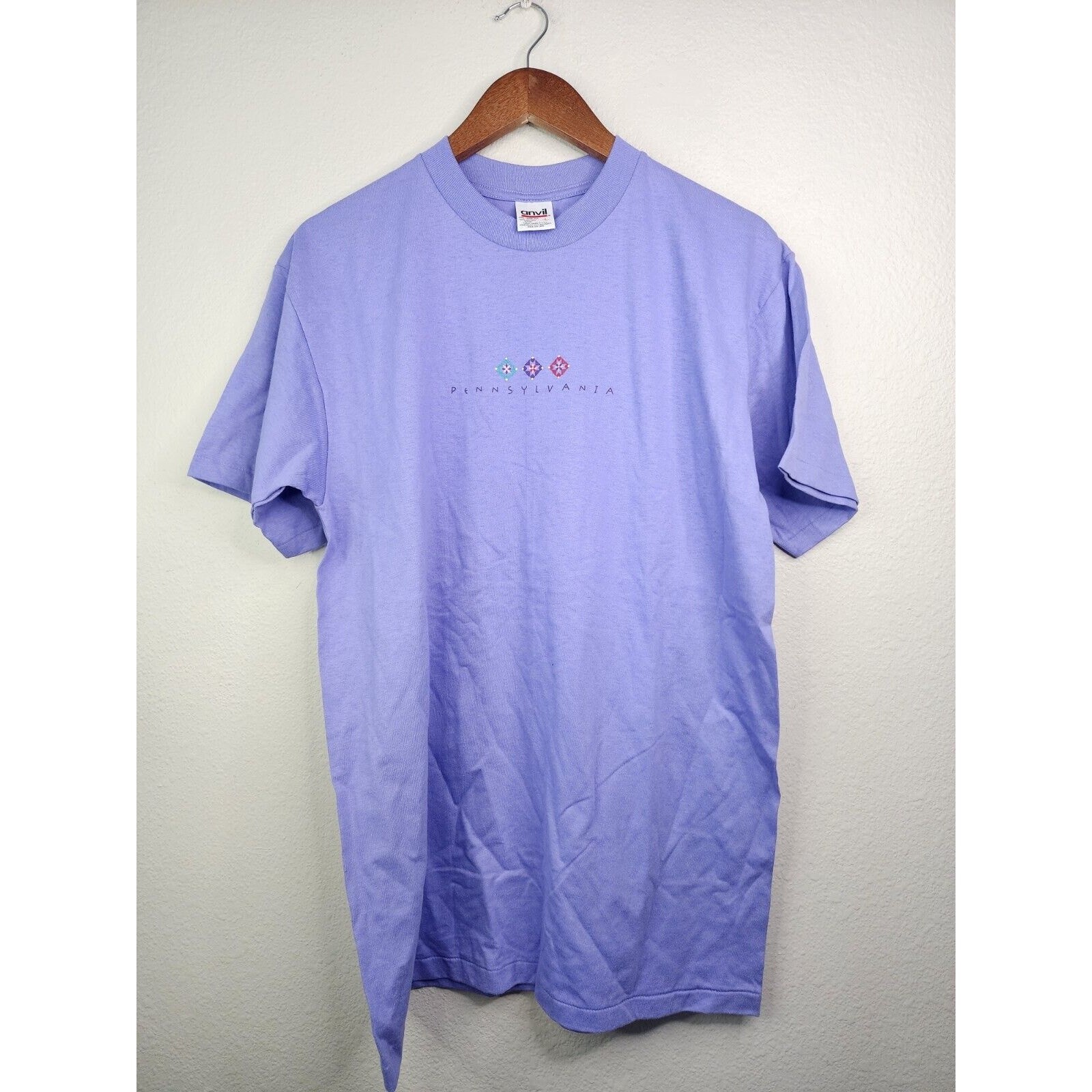Vintage Pennsylvania Quilt Shirt Tee Pastel Purple Lilac Graphic Feminine 90s L gallery