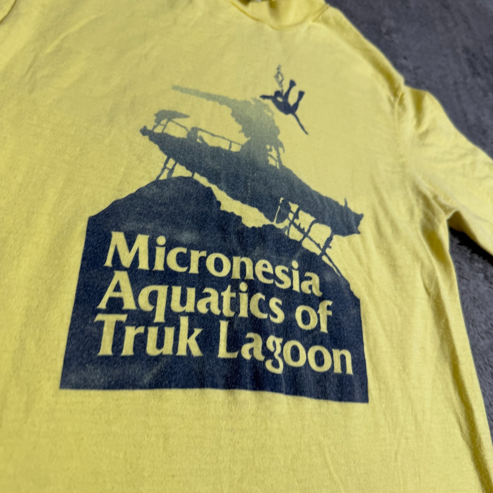 Vintage 70s Wreck Diving Shirt S Micronesia Aquatics of Truk Lagoon WW2 Ships gallery