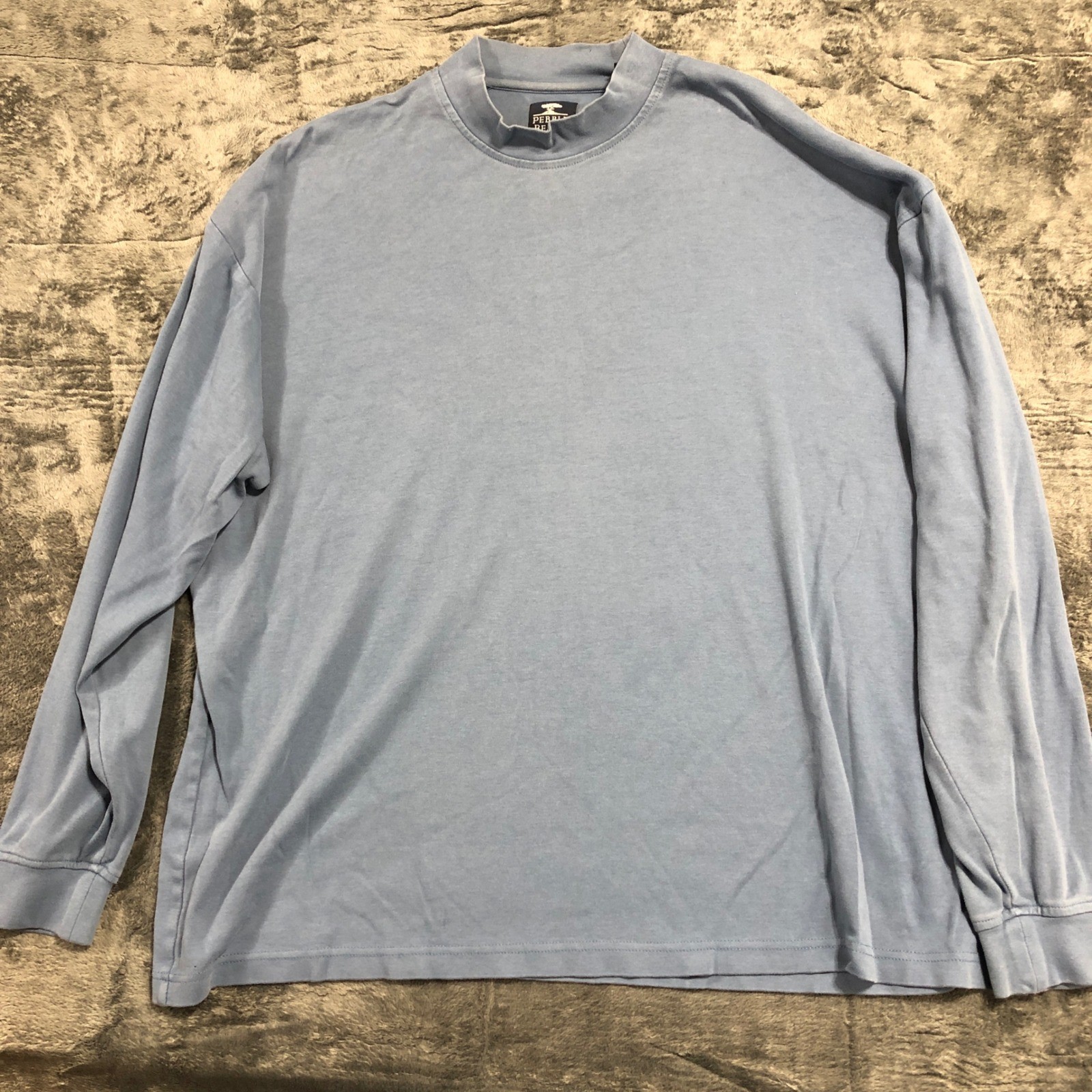 Pebble Beach Mock Neck Shirt Mens XL Blue Long Sleeve Cotton Golf Tee 1026 gallery