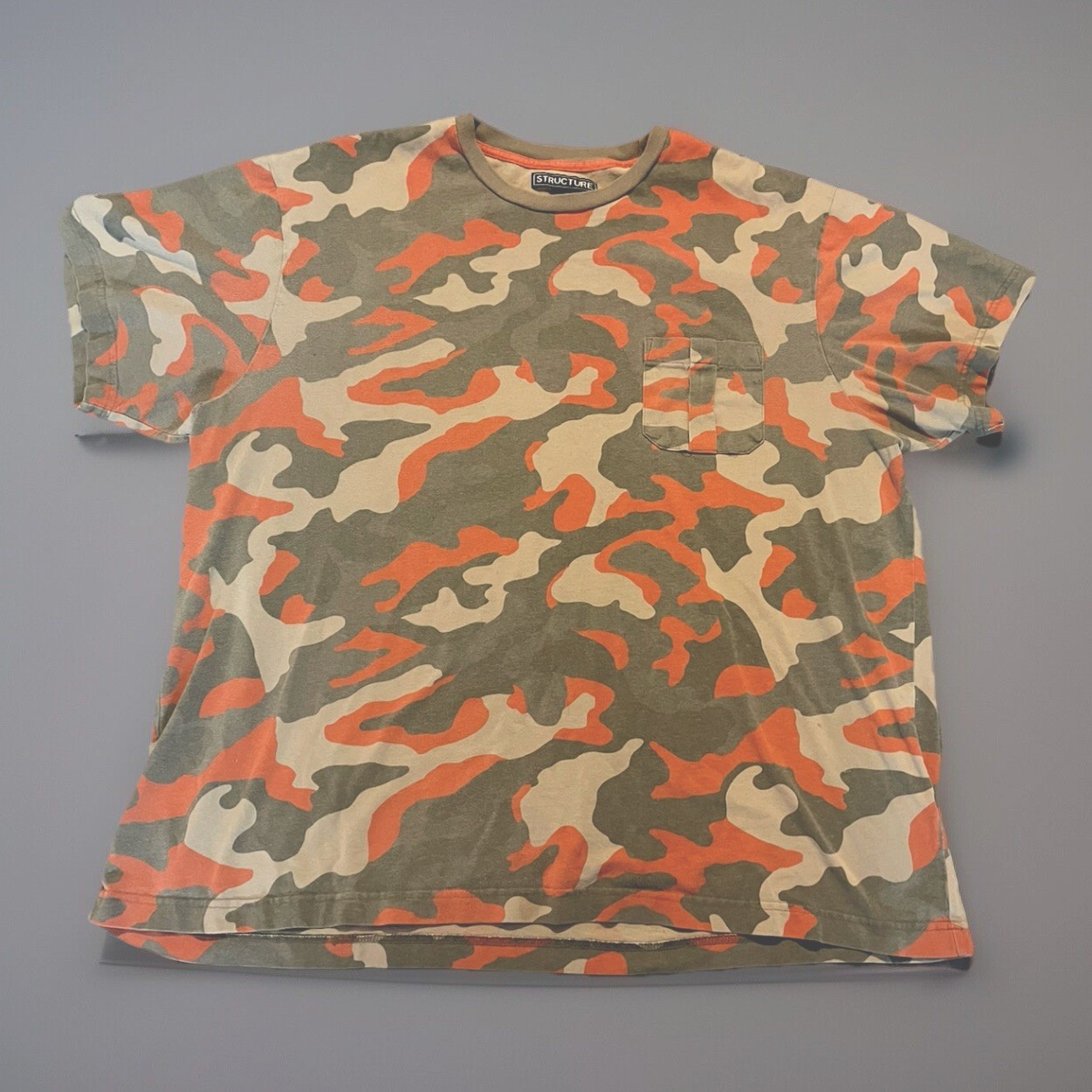 Structure Men’s XL T Shirt Camo Pocket Vintage 90’s Made In USA gallery