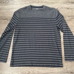 NWT Monoprix Homme Organic Cotton Striped Long Sleeve Tee Mens XXL Gray French