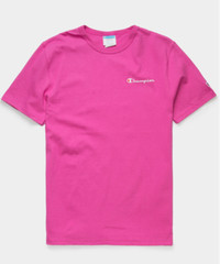 CHAMPION PINK SMALL SCRIPT APPLIQUE EMBROIDERED LOGO T-SHIRT SHIRT LARGE PACSUN