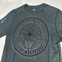 American Fighter Men Shirt M Green Graphic Geometric Logo Activewear Long Sleeve