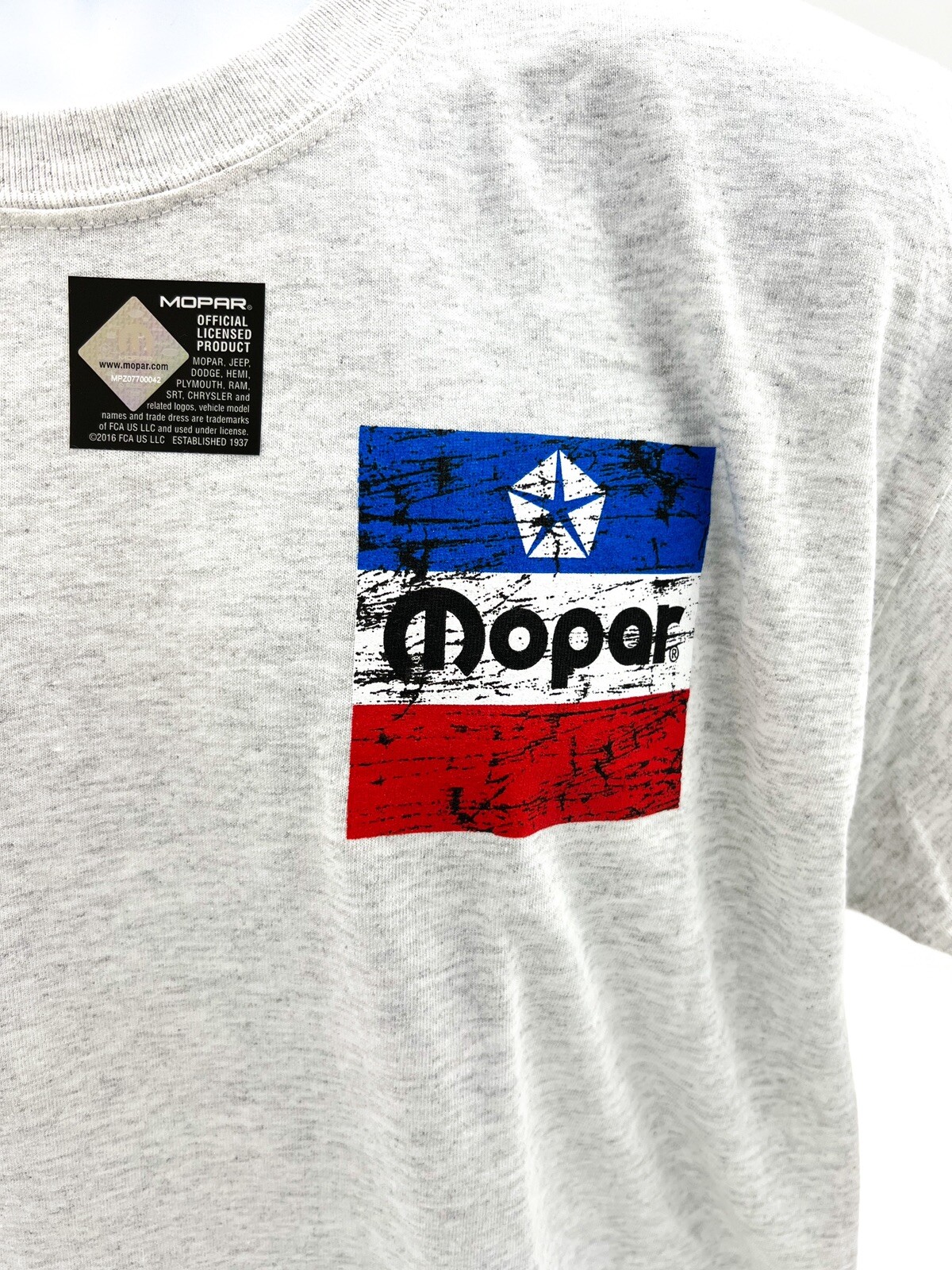 Ash T-Shirt w/ Large Red White & Blue 1972 Mopar Logo / Emblem (Licensed) gallery