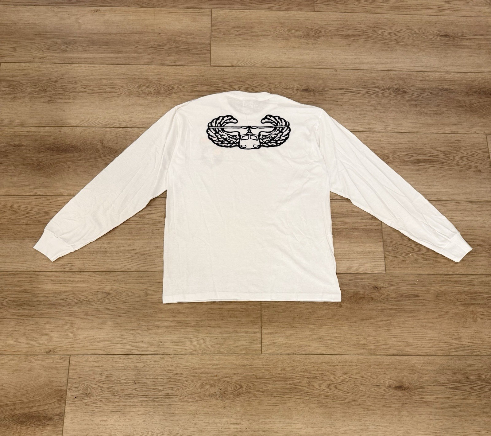 US Army Airborne Long Sleeve Shirt Mens L White Military Graphic Tee gallery
