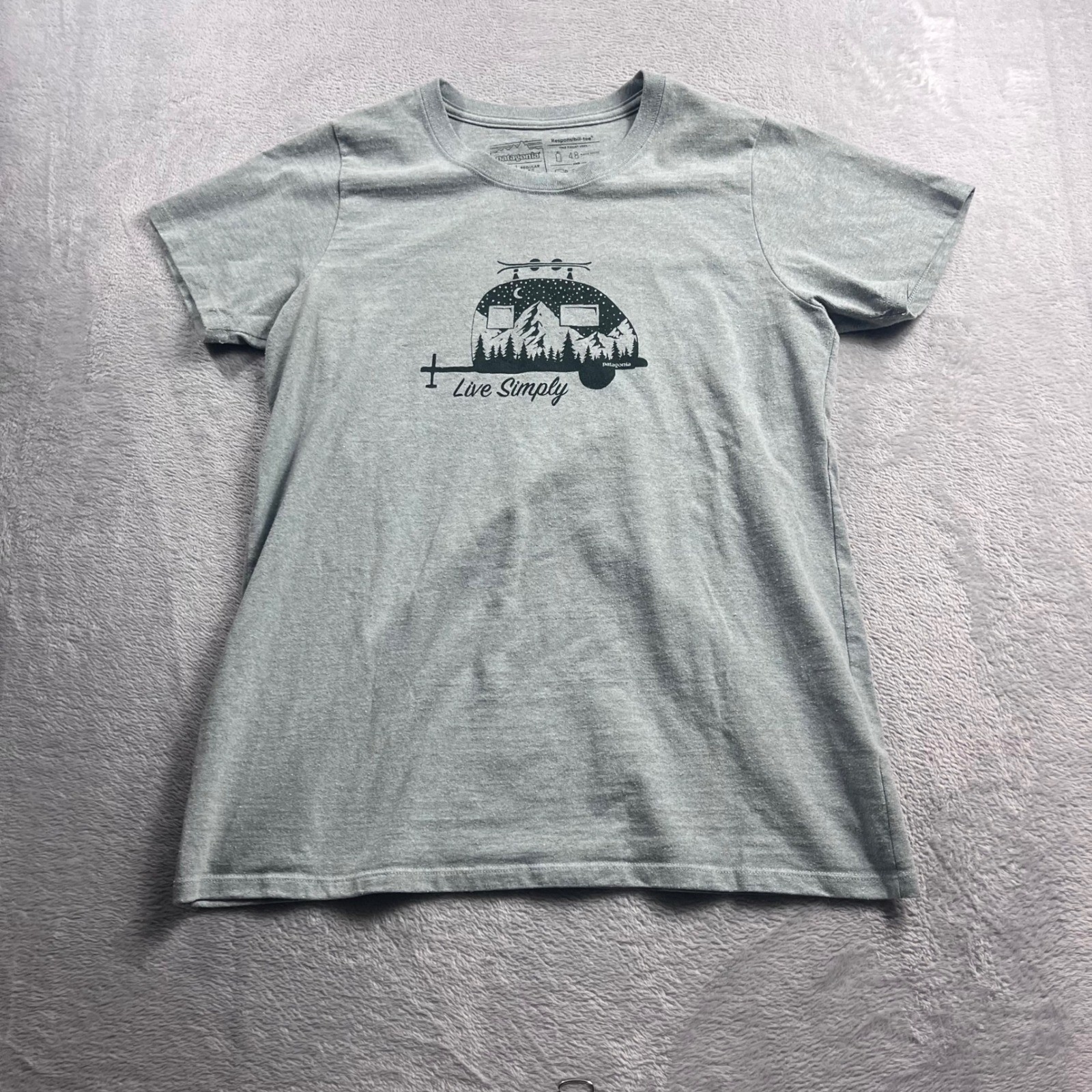 Patagonia Mens Responsibili-Tee Live Simply Camper Graphic T-Shirt Grey M gallery